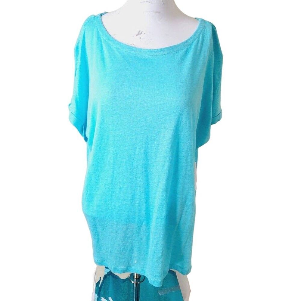 NEW Charter Club Luxury size L womens tunic top shirt short sleeve linen NWT